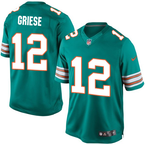 Men's Limited Bob Griese Nike Jersey Aqua Green Alternate - #12 NFL Miami Dolphins